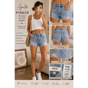 AGOLDE Parker Distressed Button Fly Cutoff Denim Shorts 25